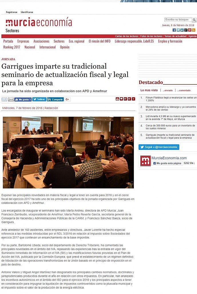 Garrigues imparte su tradicional seminario de actualizacin fiscal y legal para la empresa